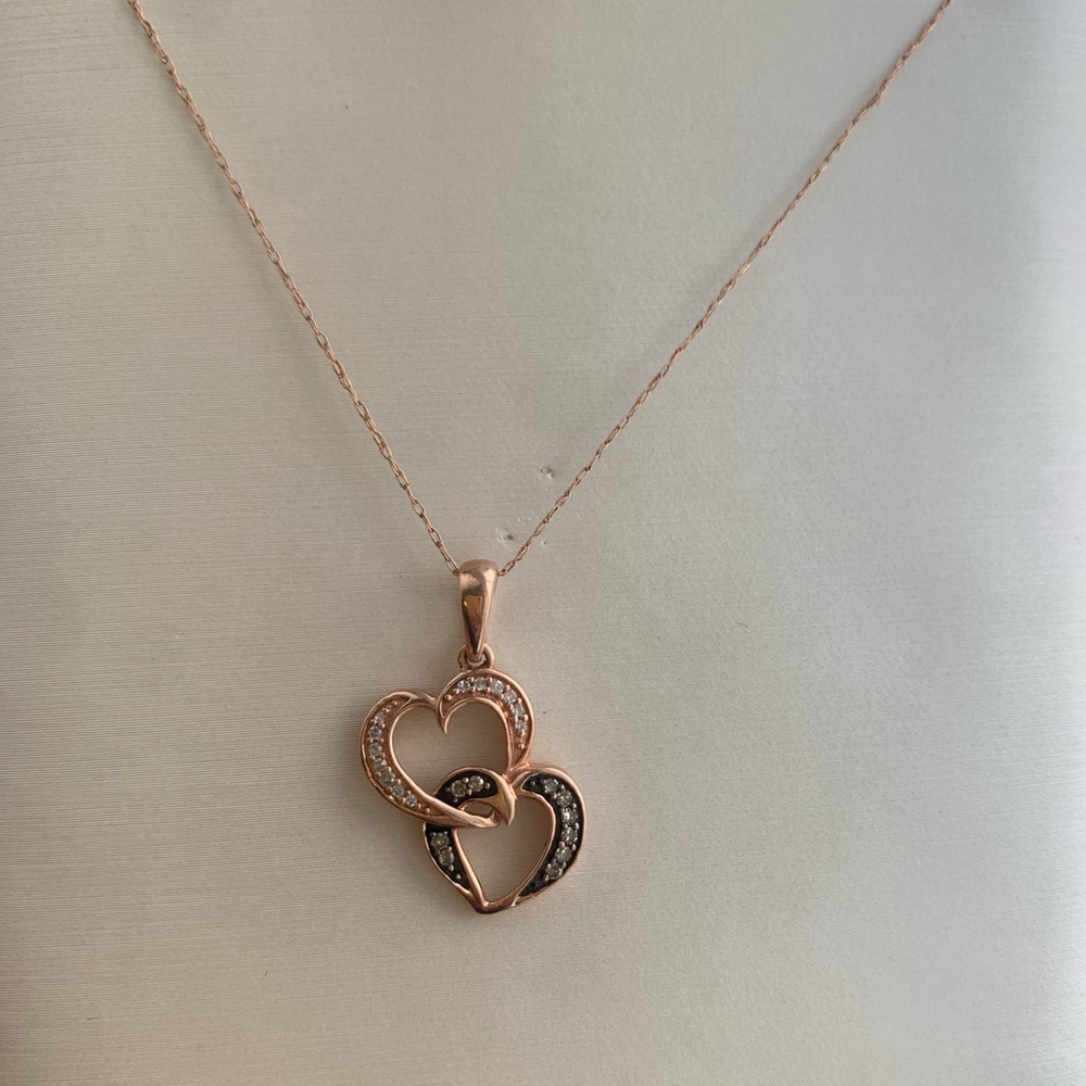 10k Rose Gold Diamond Heart Necklace
